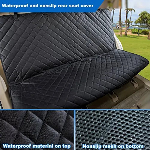 VIEWPETS Bench Car Seat Cover Protector - Waterproof, Heavy-Duty and Nonslip Pet Car Seat Cover for Dogs with Universal Size Fits for Cars, Trucks & SUVs(Black)
