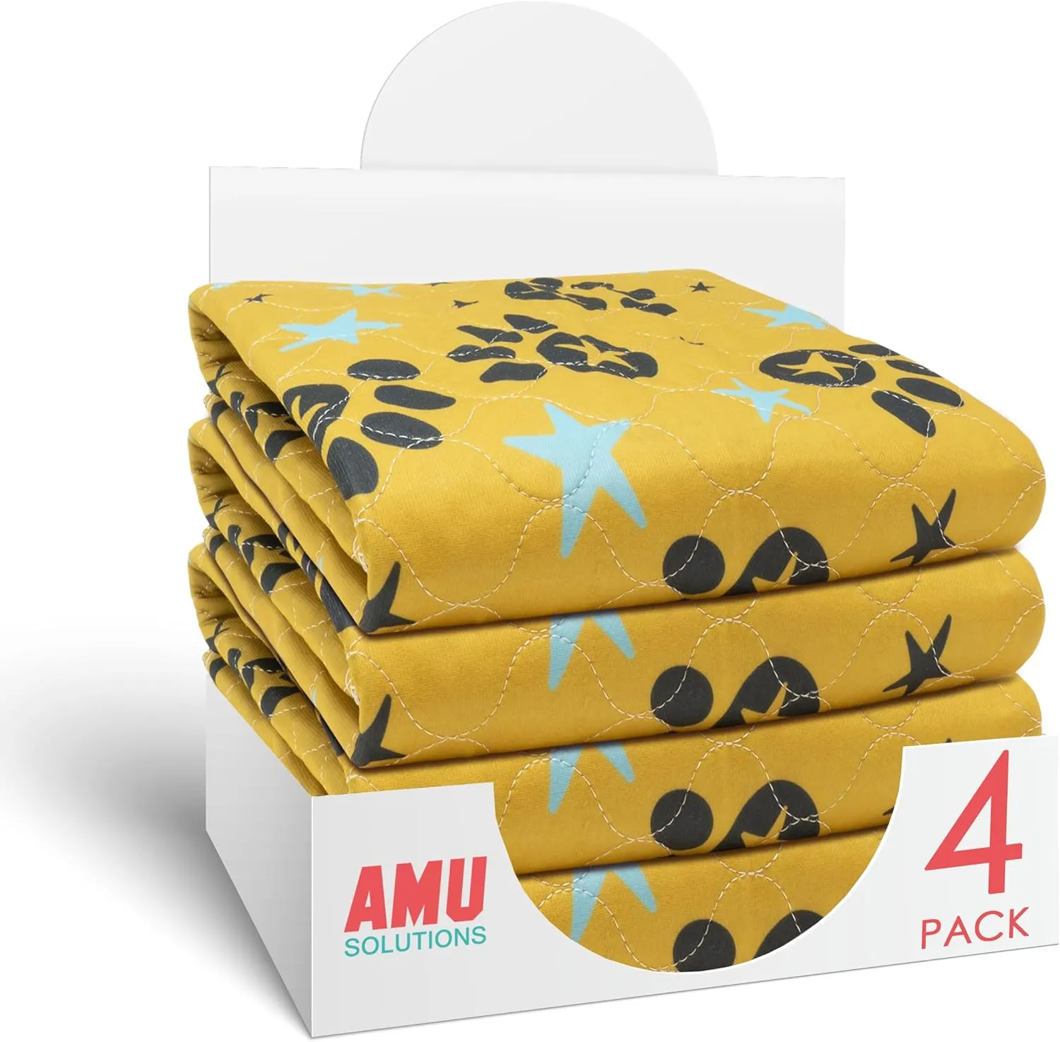 Washable Pee Pads for Dogs Superior Reusable Puppy Pads Pet Training Pads - 100% Waterproof Dog Pee Pad Protects Against Urine Leakage Non-Slip Grip - Yellow Star Prints (36 x 72 (1 Pack))