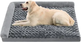 Washable XXL Dog Bed Mat,Soft Dog Bed with L-Shaped Bolster, Cozy Plush Pet Bed Pad with Non-Skid Bottom