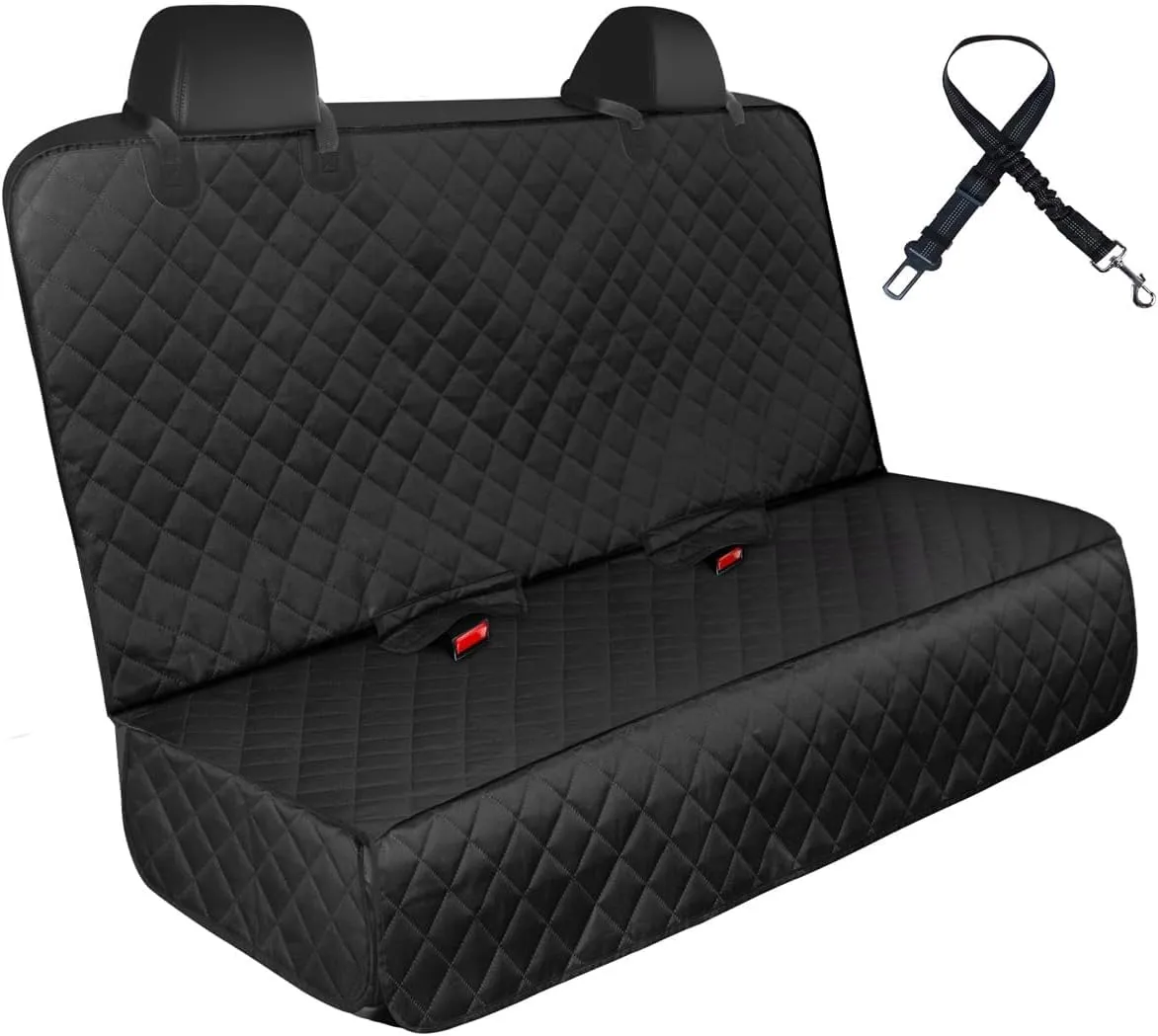 Waterproof Dog Car Seat Cover with Belt for Back Seat - Washable Pet Protector Accessories for Cars, Trucks, SUVs, and Bench Seats - Auto Backseat Hammock for Small & Large Dogs